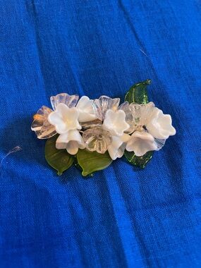 Vintage Italian glass floral brooch pin